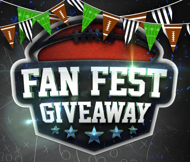 The promotion logo for Fan Fest Giveaway with a football and football themed banner across the top.