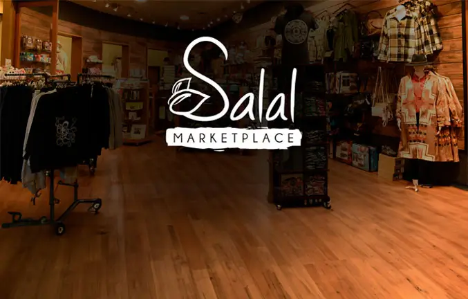 The Salal Marketplace logo in front of an image of the space.